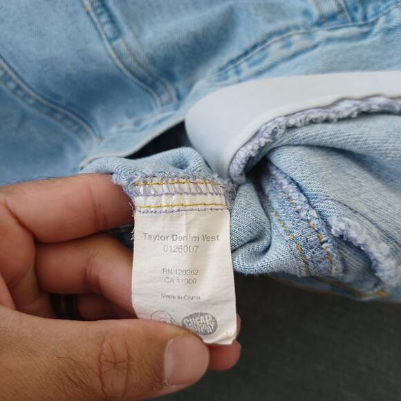 Cheap Monday Taylor Denim Vest Mens XS Blue Denim Button Up Rocker Grunge Punk - Picture 7 of 9